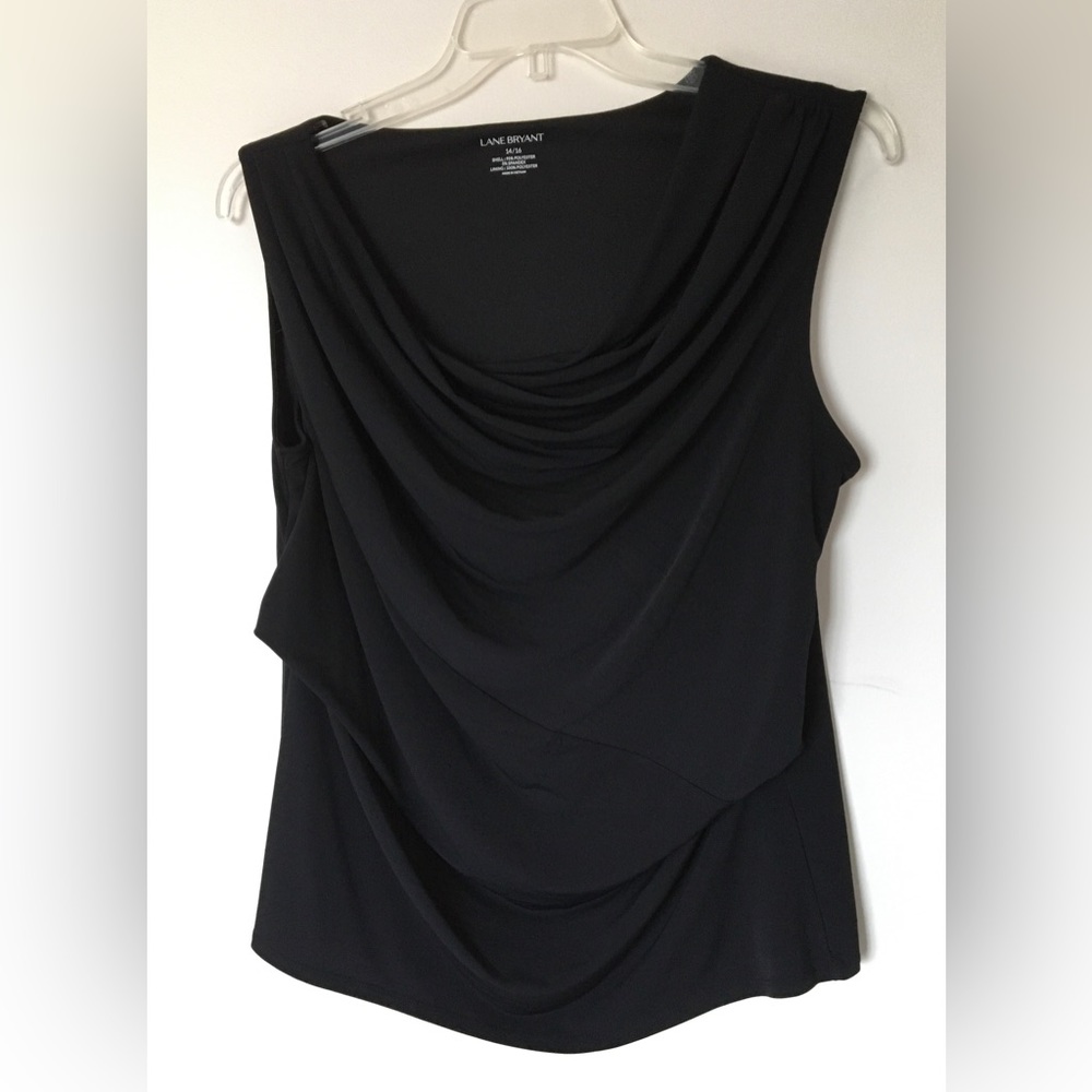 Lane Bryant black sleeveless drape neck top size 14/16.
